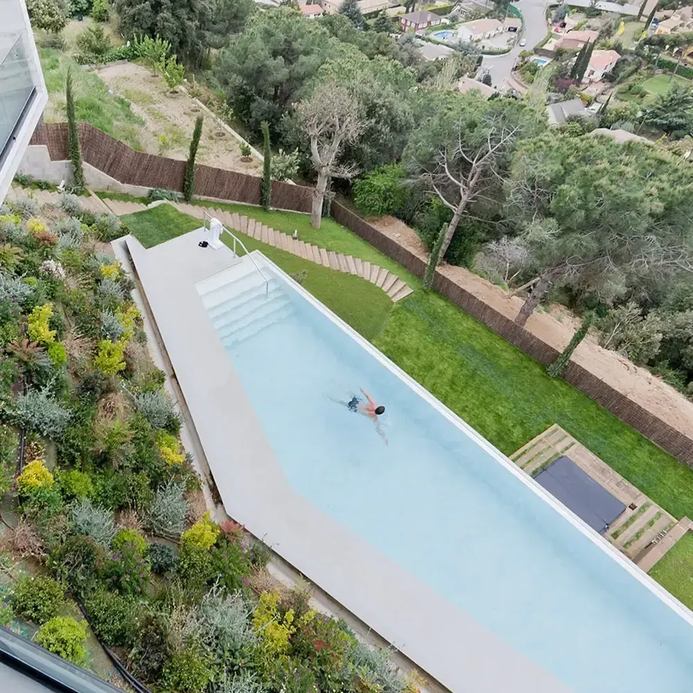 A pool lined with microcement
